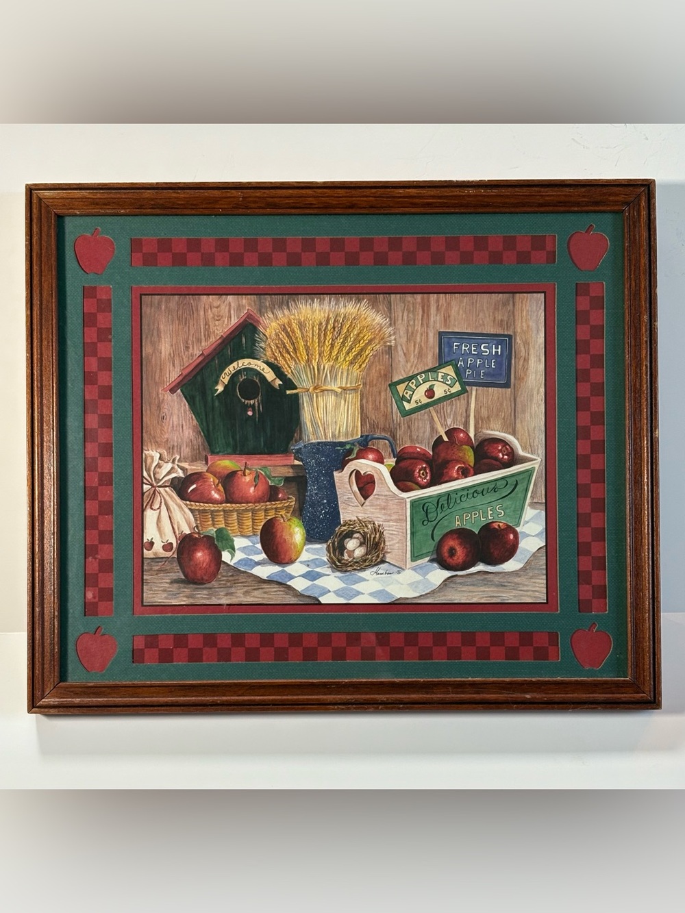 1990’s Hambon Signed Country Apple Still Life Framed Art